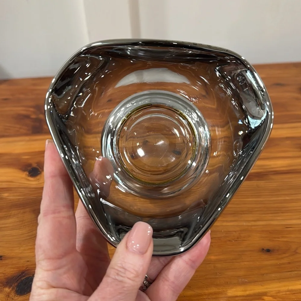Vintage MCM Silver Ombre Fade Small Footed Bowl